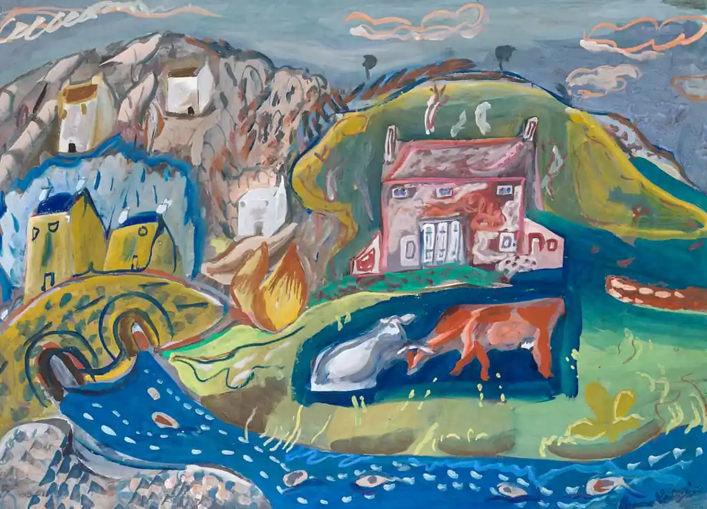 Barvita sodobna ilustracija pokrajine
